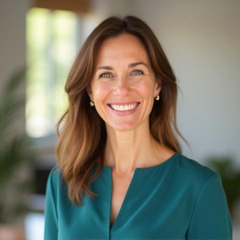 Smiling woman, Sarah J.